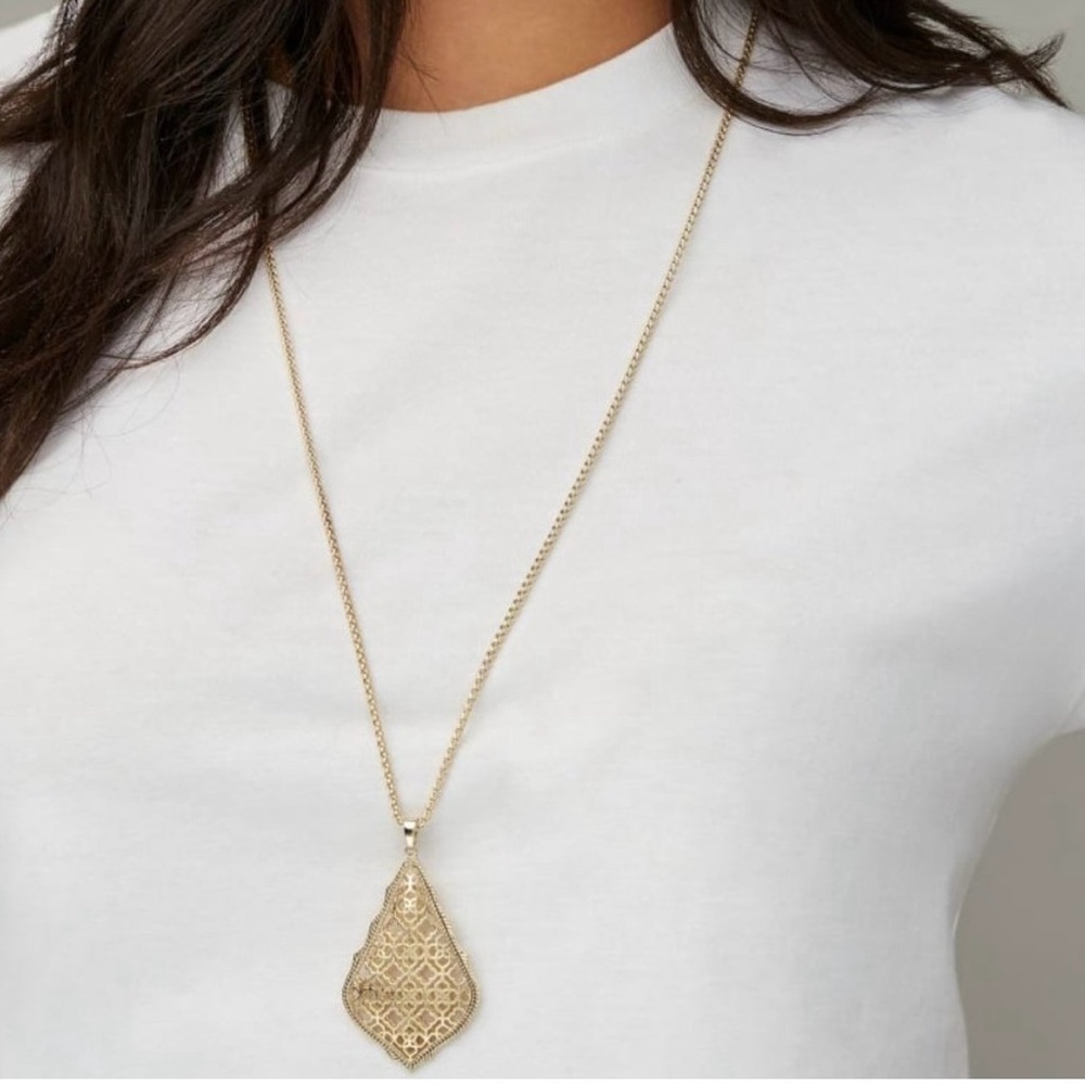 Kendra Scott Gold & Rose Gold Plated Filigree Pendant Necklace - Picture 5 of 6